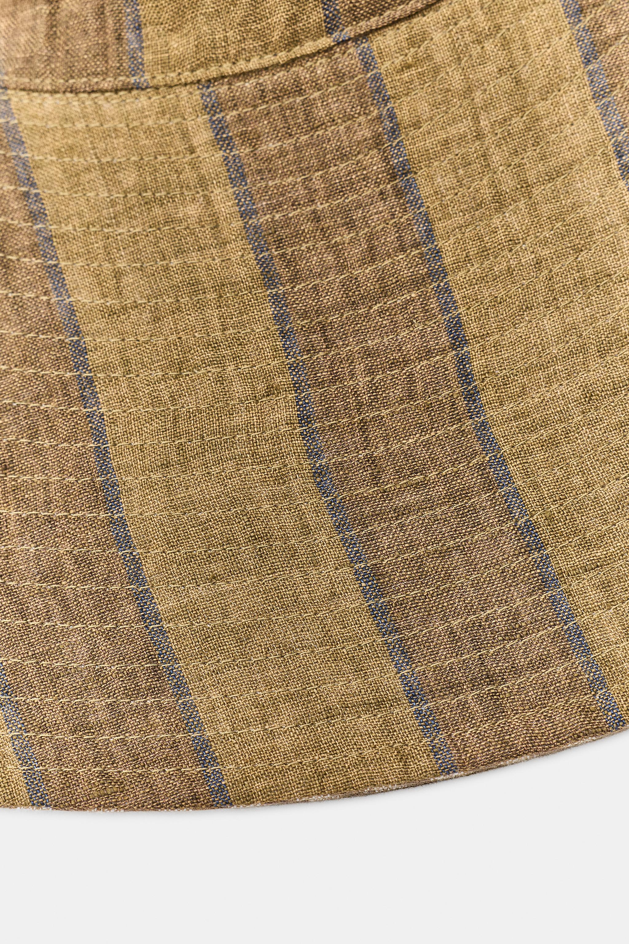 REVERSIBLE 100% LINEN STRIPED HAT